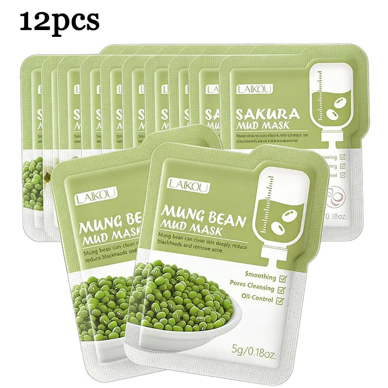 Sakura Clay Mud Face Mask – 12pc Set, Brightening, Deep Cleansing & Hydrating, All Skin Types