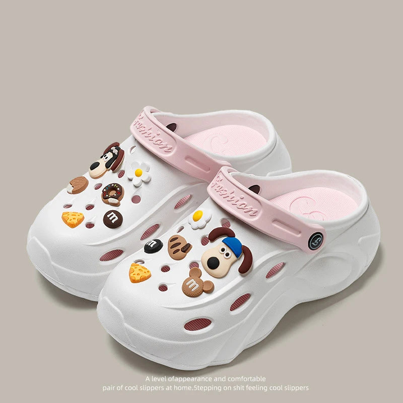 Luxury DIY Pearl Chain Non Slip Clogs Women Summer 2026 Comfort Platform Slip On Sandals EVA Thick Bottom Outdoor Slippers Shoes