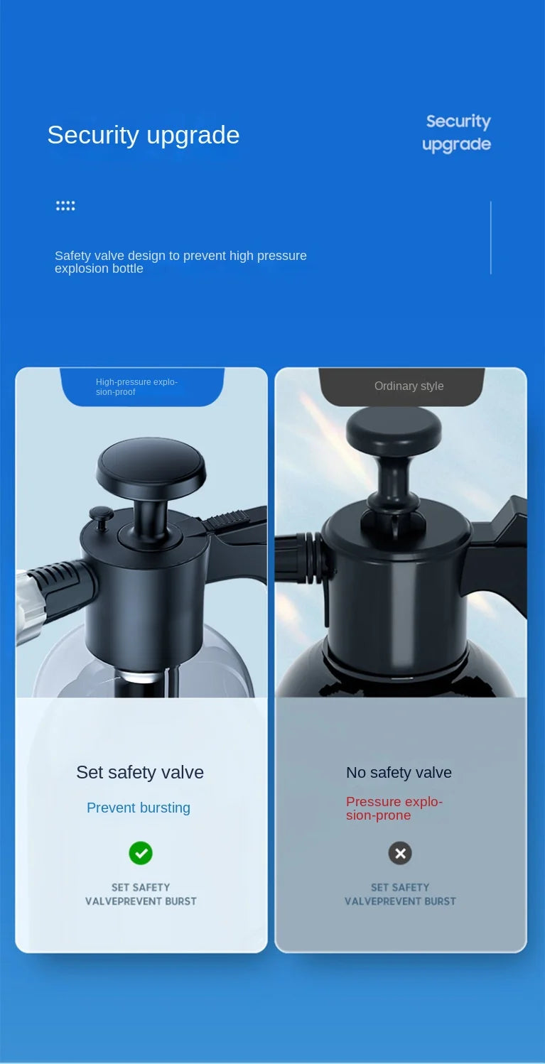 2L Handheld Foam Sprayer for Car High Pressure Hand Pump  With Pressure Relief Valve Car Wash Spray Bottle Window Cleaning Tools