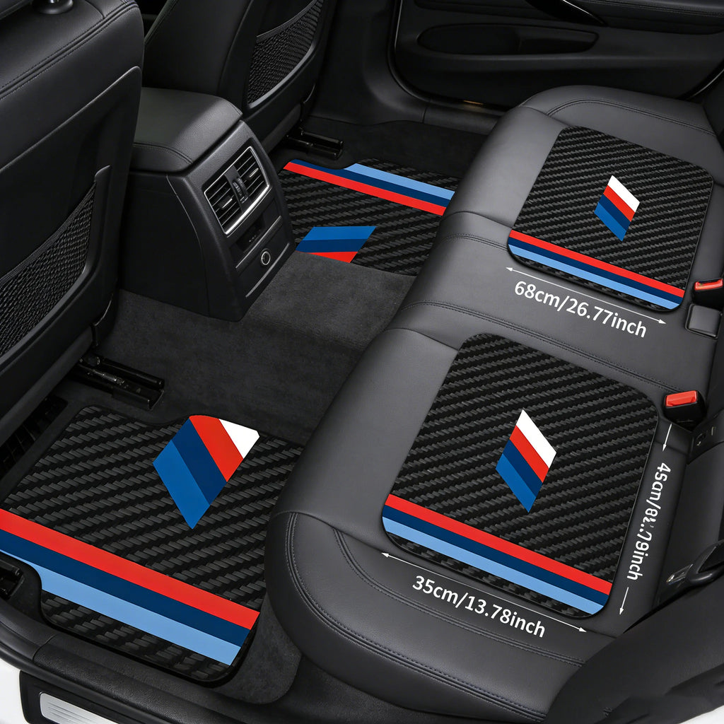 Sport-Stripe Car Floor Mats – 4-Piece Set