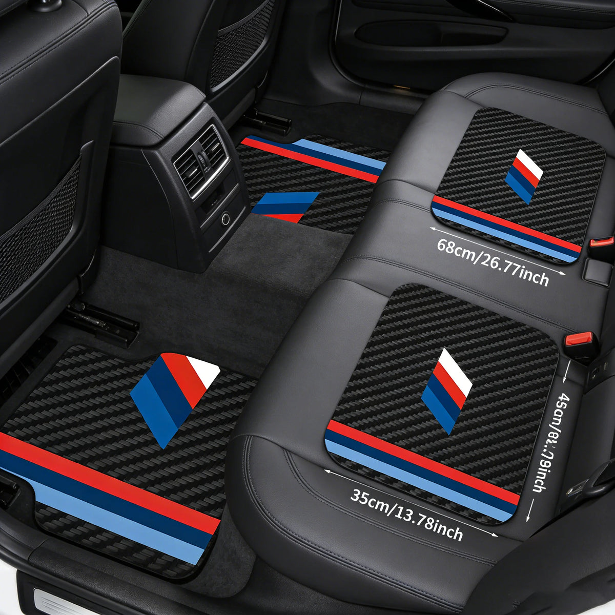 Sport-Stripe Car Floor Mats – 4-Piece Set