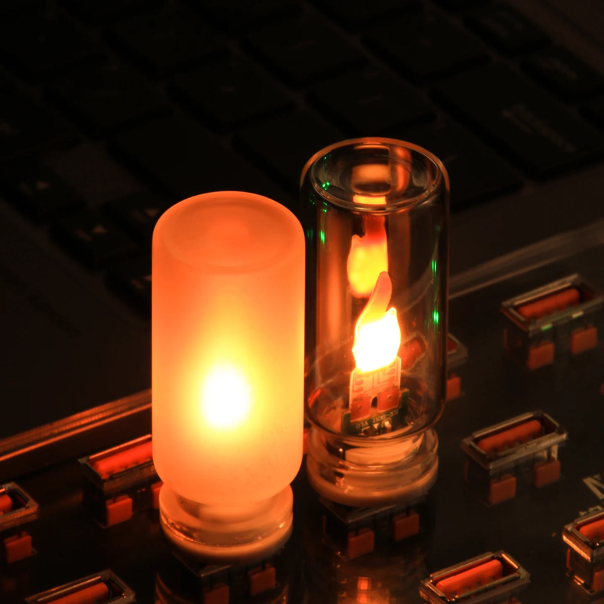 USB Flickering Flame LED Night Light – Clear or Frosted Glass