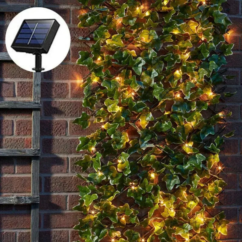 Solar String Light Artificial Leaf Flower Light Garland Decoration Outdoor Room Curtain Lamp Wedding Party Garden Solar Light