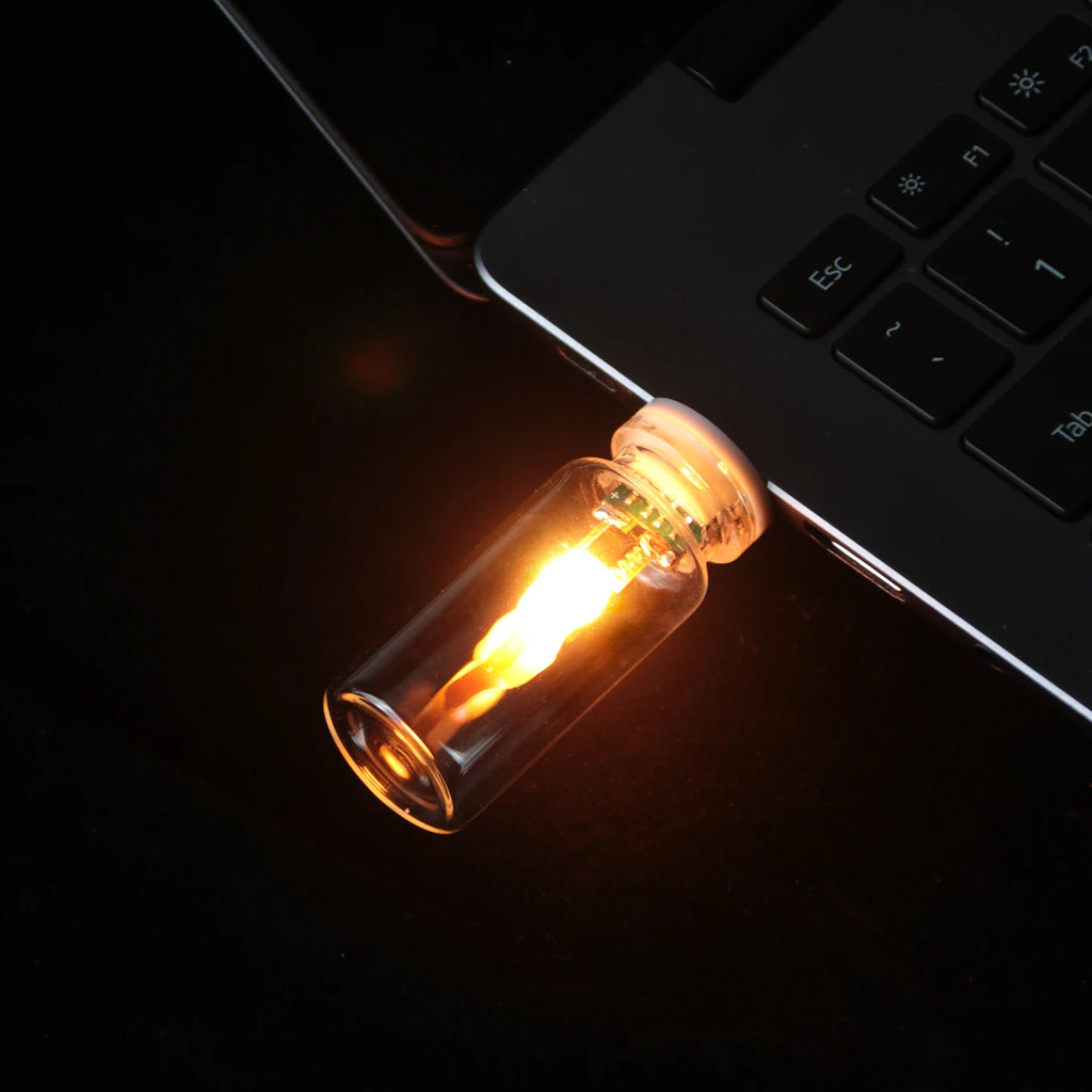 USB Flickering Flame LED Night Light – Clear or Frosted Glass