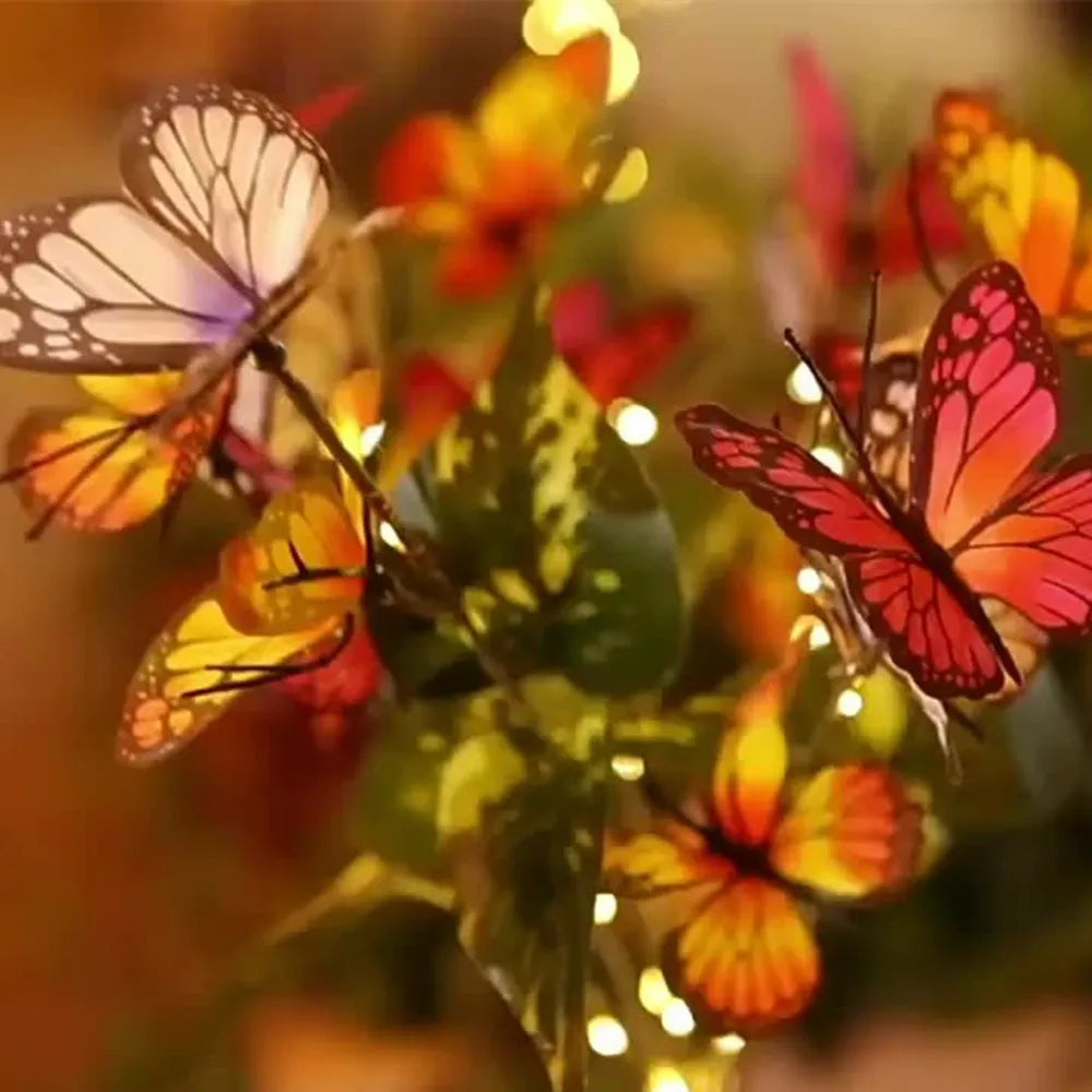 Festival Solar Outdoor Lights Butterfly Flower Garden Fairy Lights Wedding Birthday Decorations Lawn Lamp Yard Path Ornament