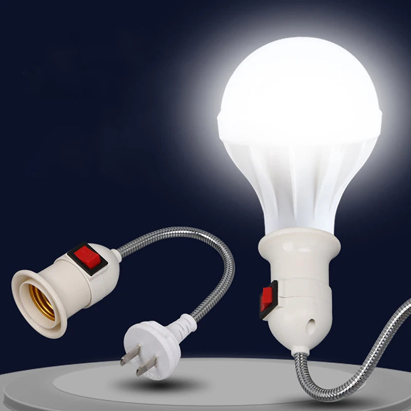 Plug-In E27 Lamp Holder with Switch & Flexible Neck