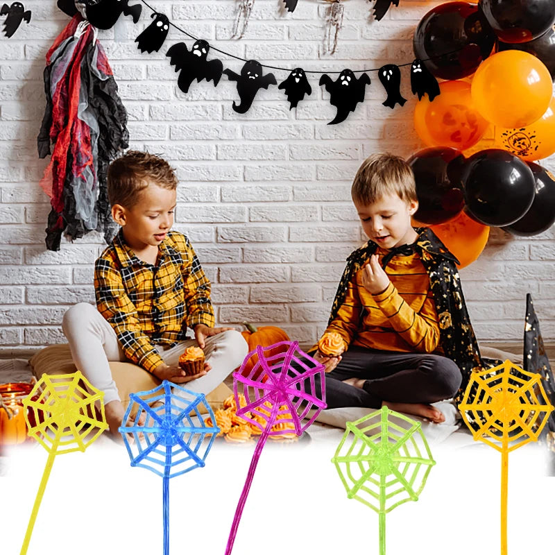 Stretchy Sticky Spider Web Toys – 10-Piece Random Color Pack