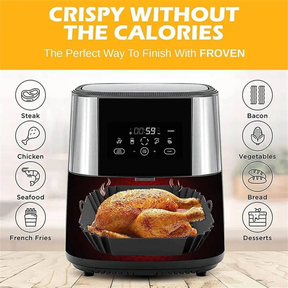 Reusable Square Silicone Air Fryer Liner – 1 Piece