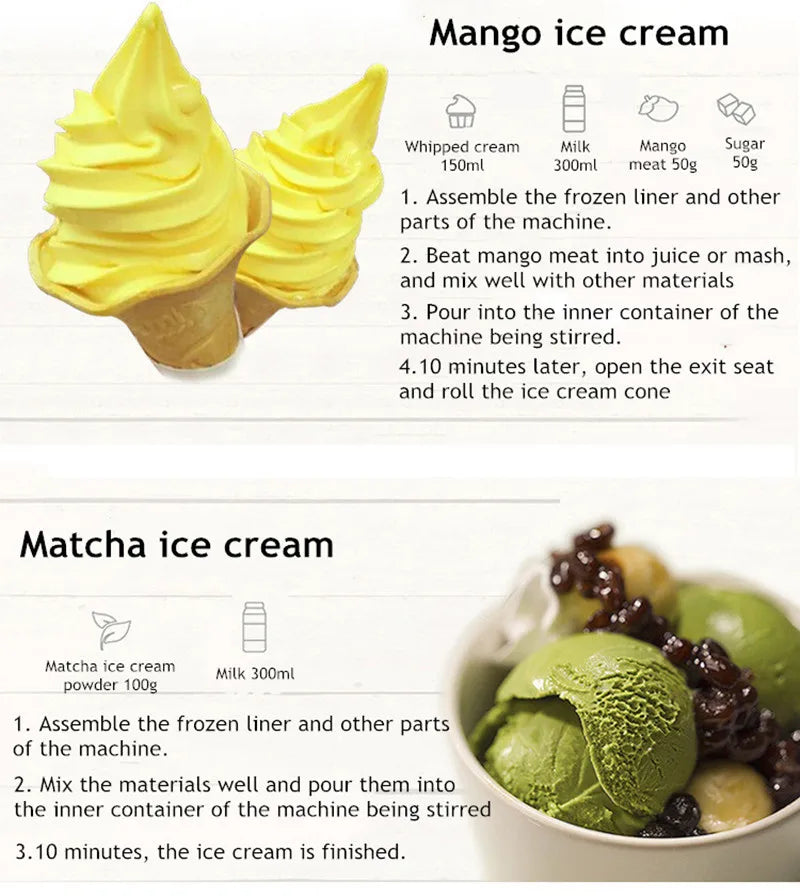 Mini Soft Ice Cream Machine – 1L Home Ice Cream Maker, Simple One-Button Operation, Makes ~8 Cones, CE Certified