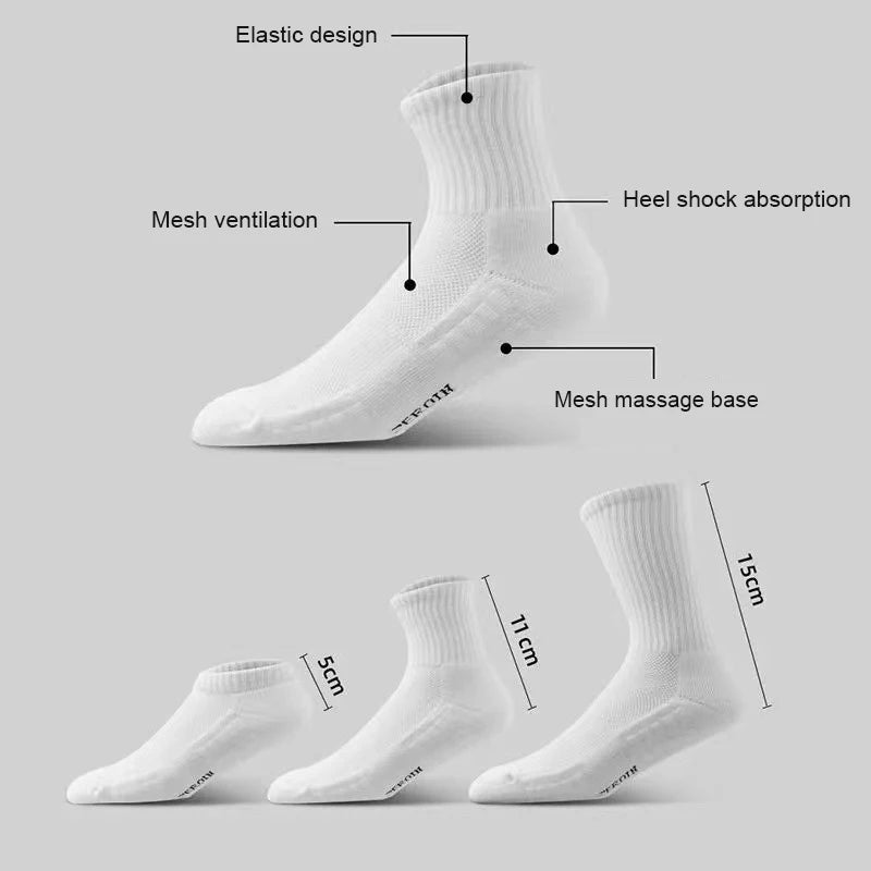 Men's Terry-Cushioned Sports Socks – 3 Heights, 1 or 4 Pairs