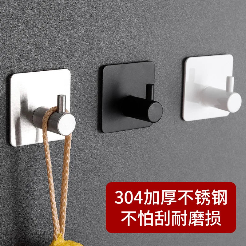 Adhesive Stainless Steel Wall Hooks – Single & 4-Pack Options