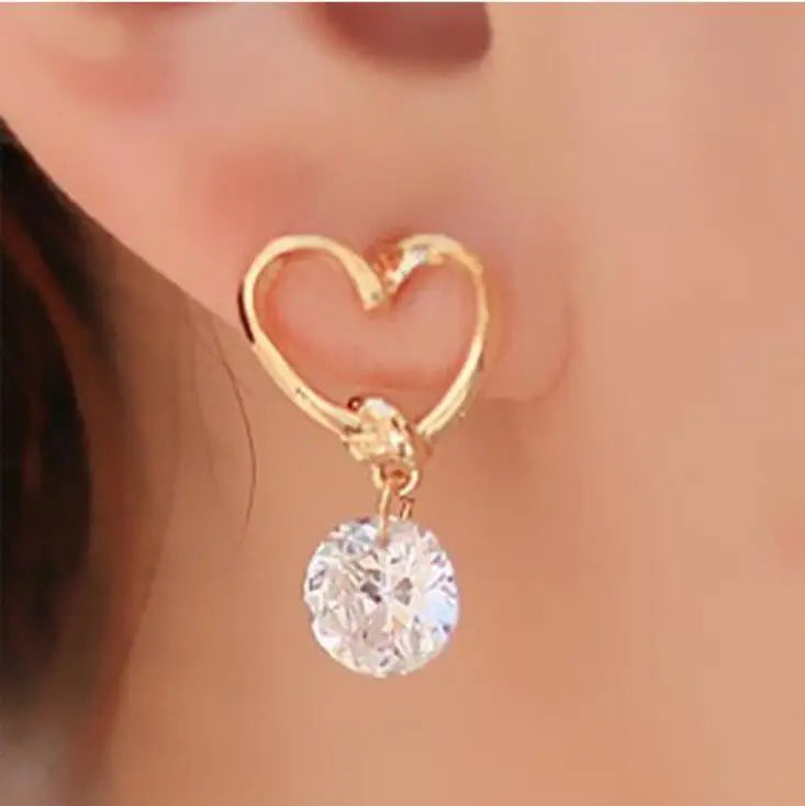 Gold-Tone Open Heart Drop Earrings