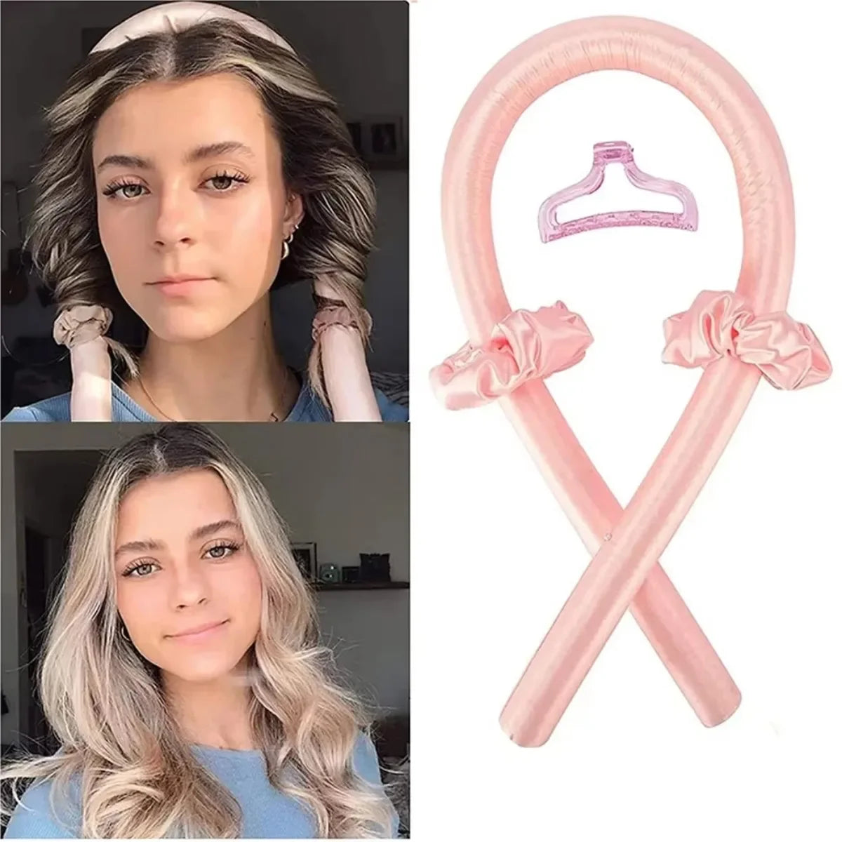Heatless Curling Rod Headband – No-Heat Soft Curler with Scrunchies
