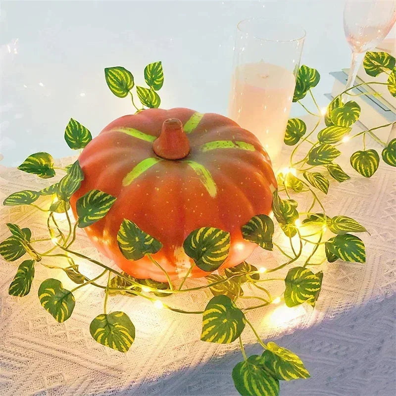 2M 5M LED Rose Flower String Lights Simulation Vine Leaf Fairy Light Christmas Decoration Garland Lamp for Room Wedding Garden