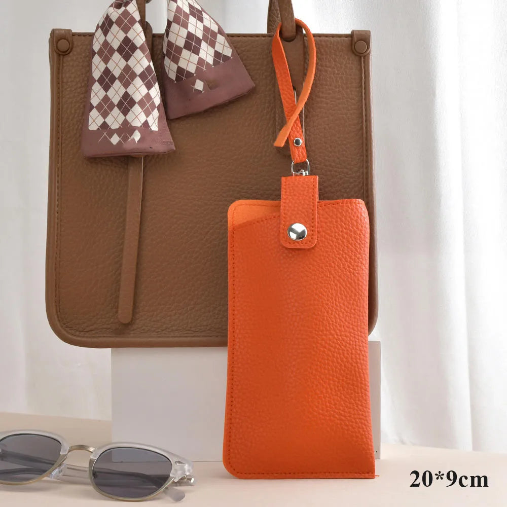 Textured Faux Leather Glasses Pouch with Carry Handle