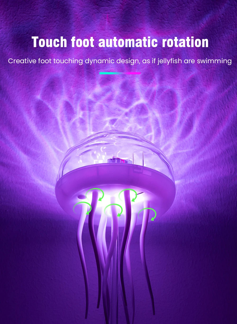 Jellyfish Cartoon LED Nihgt Light Voice Control Gradient Cute Rotating Jellyfish Hanging Bedside Lamp RGB Table Lamps Room Decor