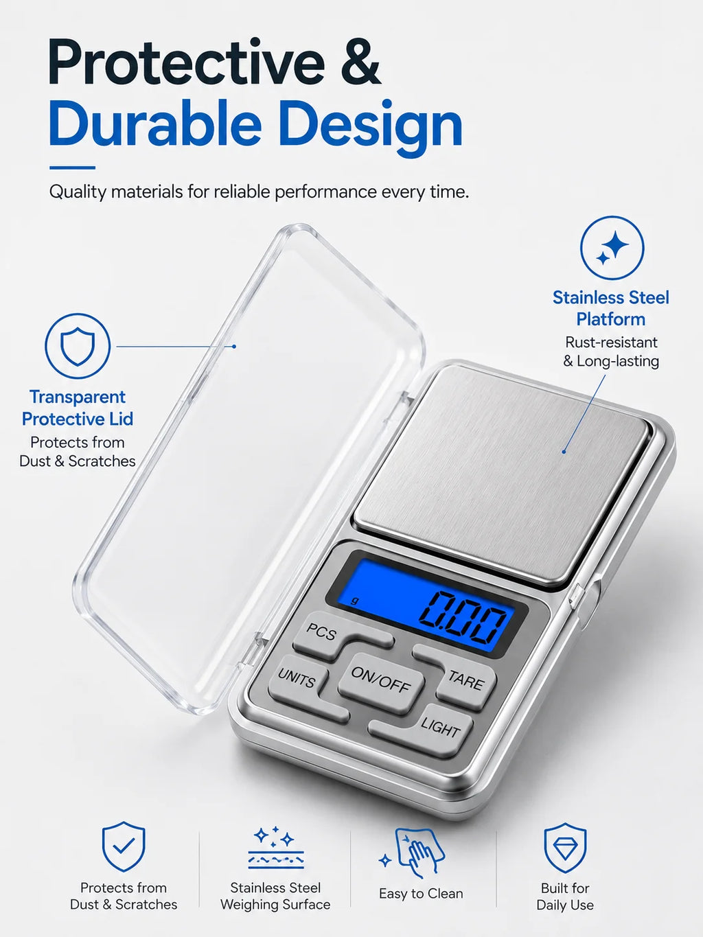 Digital Pocket Scale – 500 g Capacity, 0.01 g Resolution