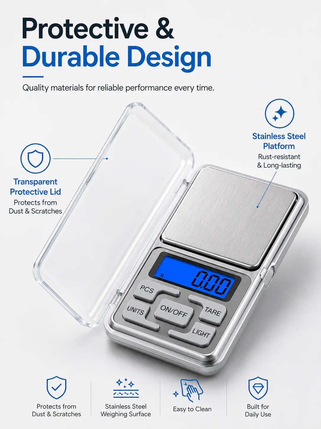 Digital Pocket Scale – 500 g Capacity, 0.01 g Resolution
