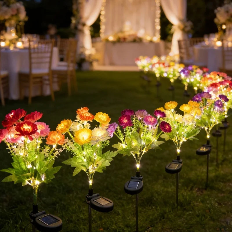 Solar Lights Snow Lotus Flower Gräslampa Utomhusbelysning Soldriven Trädgårdslampa för Gård Uteplats Blomlampa Bröllop Mors dag Fest