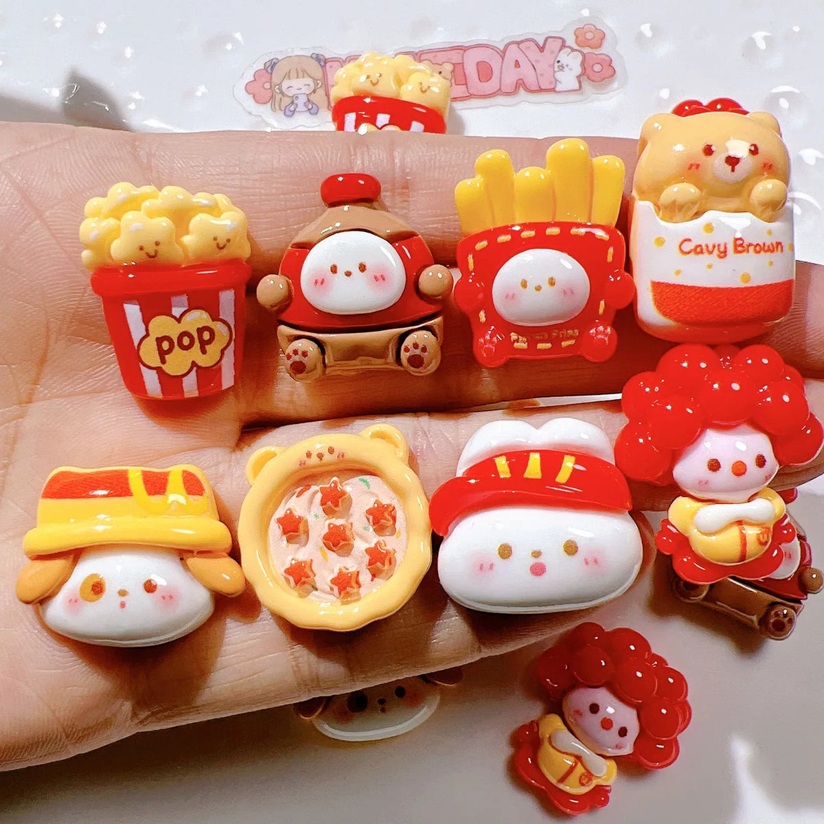 Cartoon Food Flatback Craft Embellishments – Random Mix