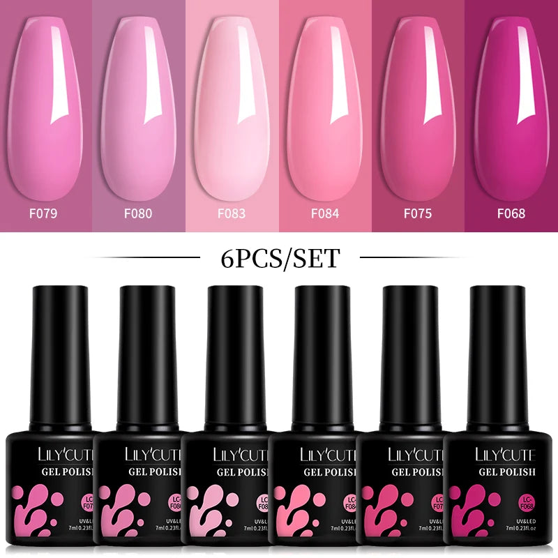 Soak-Off Gel Nail Polish Set – 6 Bottles, 7 ml (0.23 fl oz) Each