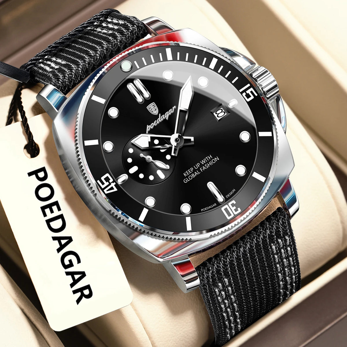 POEDAGAR 873-NL Men’s Quartz Watch with Nylon Strap