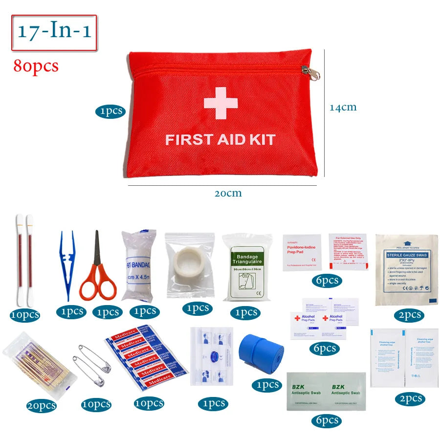 Portable First Aid Kit – Red or Blue, Multiple Kit Options