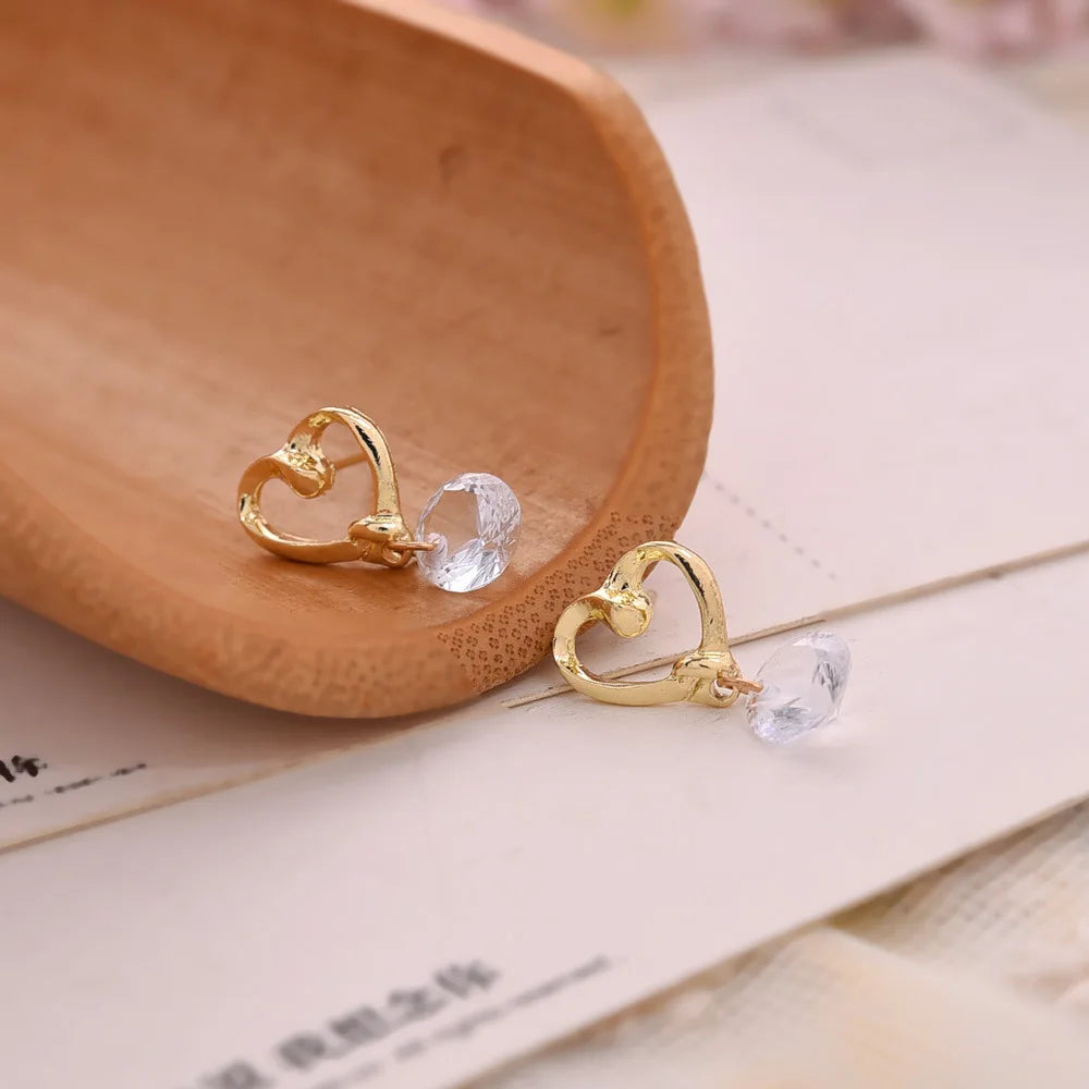 Gold-Tone Open Heart Drop Earrings
