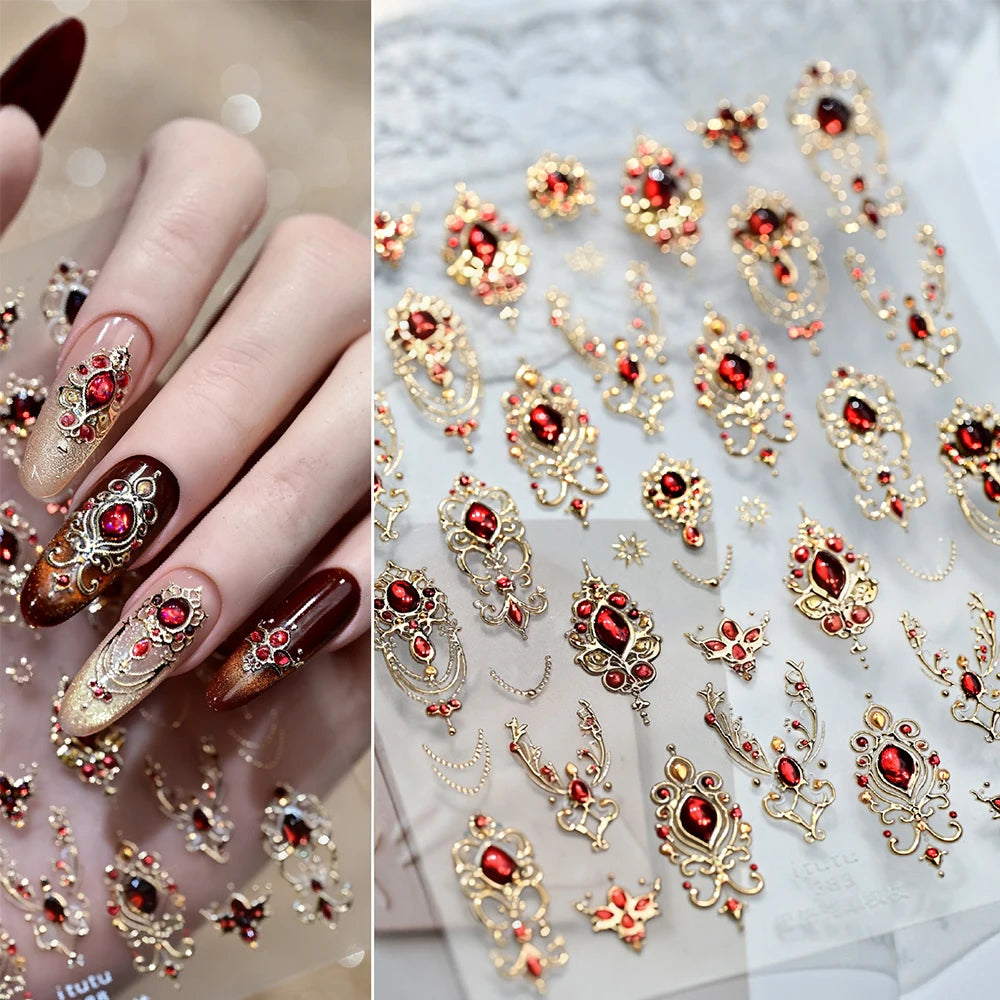Embossed Nail Art Stickers – 1 Sheet
