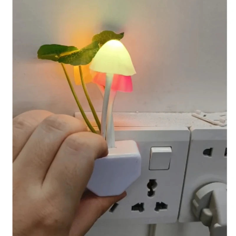 Mushroom LED Night Light – Plug-In Light Sensor Lamp, Colorful Glow, EU & US Plug