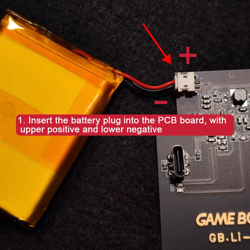 High Capacity 2300mAH Rechargeable Lithium Battery USB-C for Game boy Thick Machine for GB DMG Highligh