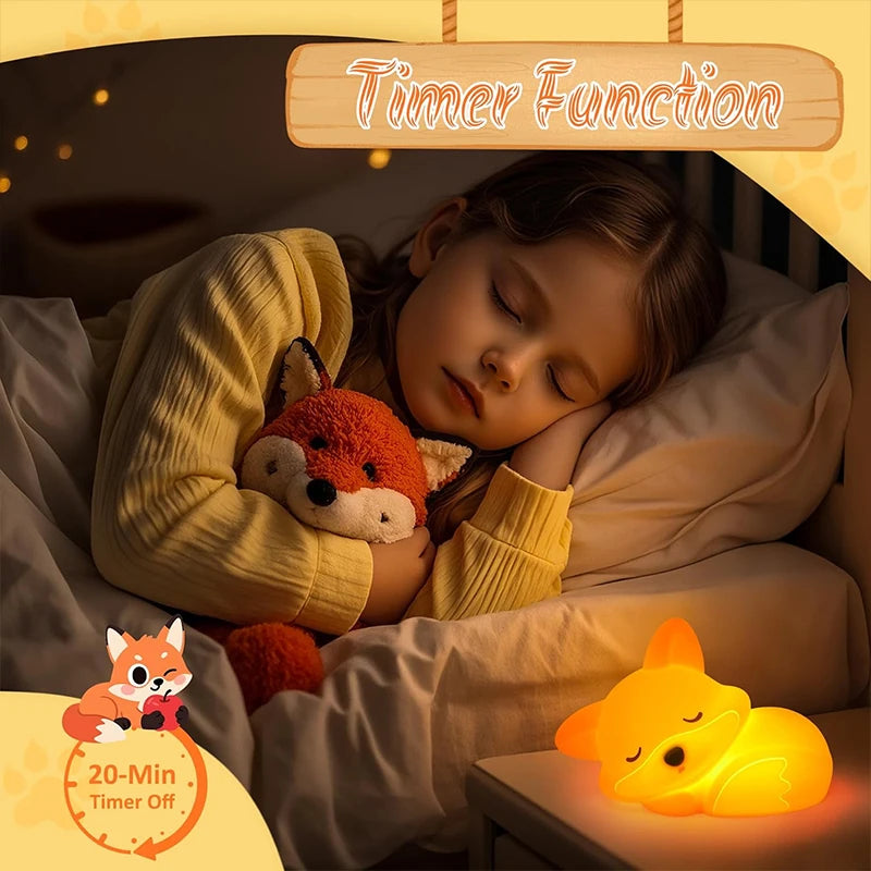 Rechargeable Fox Night Light – Tap Control & 20-Minute Timer