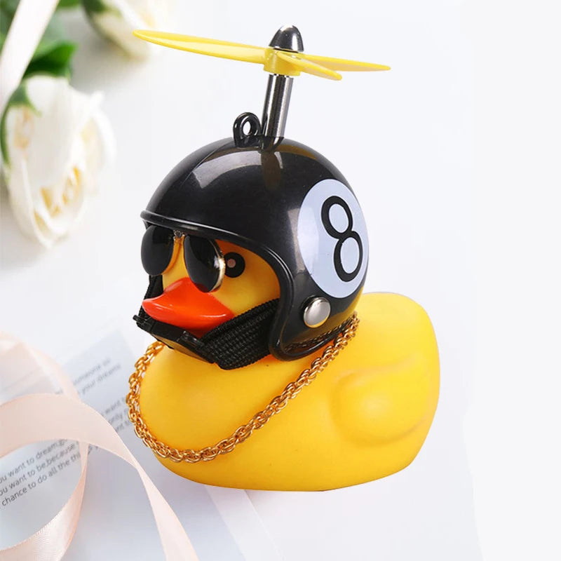 Hot Car Cute Little Pink Duck With Helmet Propeller Wind-breaking Wave-breaking Pink Bike Motorc Riding Auto Internal Decoration