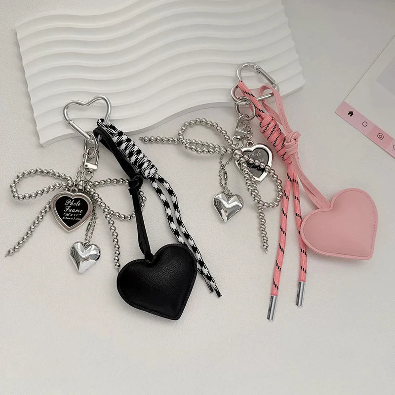 Bow & Heart Braided Bag Charm
