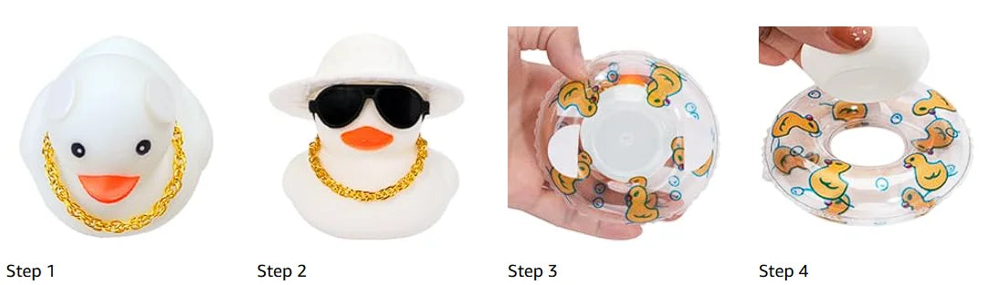 Car Rubber Duck, Coloured  Duck Decoration Dashboard with Sun Hat Swim Ring Necklace Sunglasses for Car Dashboard Decorations