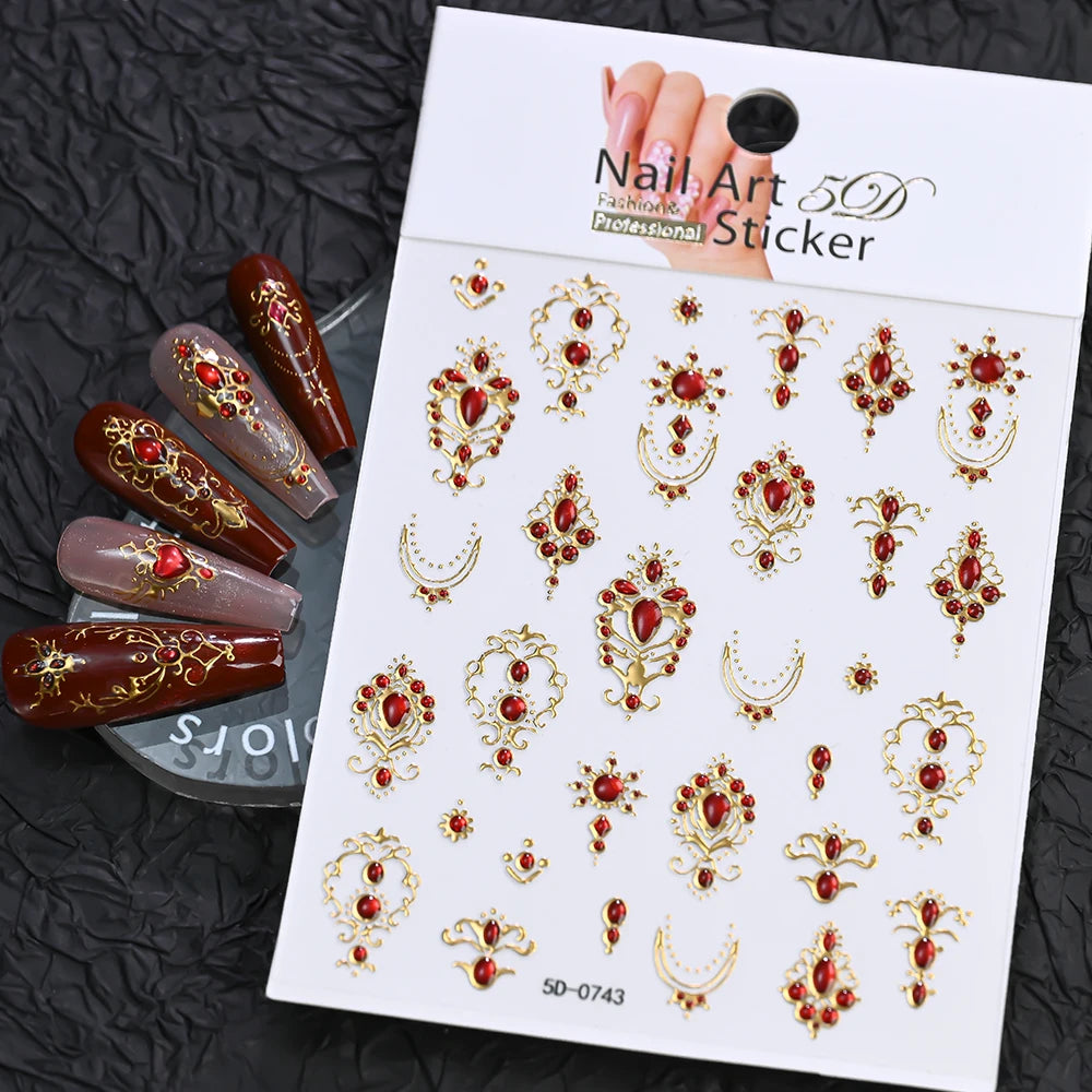 Embossed Nail Art Stickers – 1 Sheet