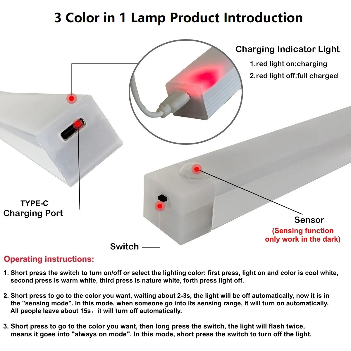 Rechargeable Motion-Sensor LED Light Bar