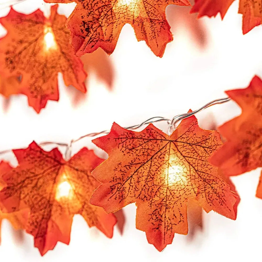 Artificial Maple Leaf LED Garland – USB or Battery Box