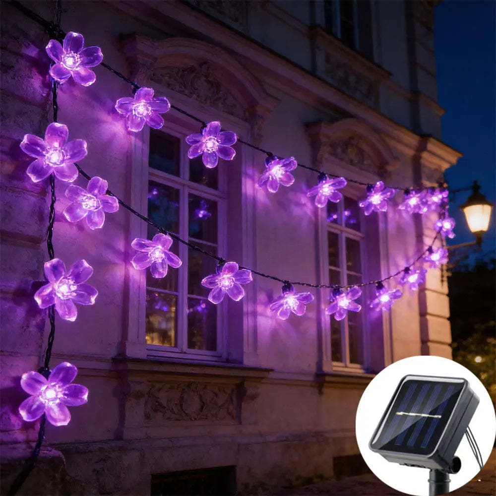 Solar Flower String Lights – Waterproof Fairy LED Garland for Garden, Wedding, Christmas & Party Décor (5M/16.40ft,7M/22.96ft, 12M/39.97ft.)