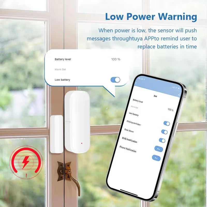 Door Sensor Window Contact Sensor Open Closed Detector Smart Home Alarm Security Protection Work With Tuya and Smart Life