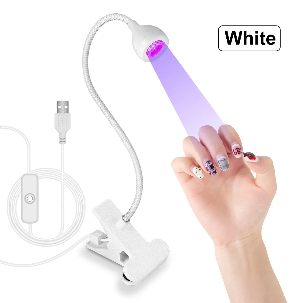 Clip-On Mini USB UV Nail Lamp – 3W LED, Portable Gel Dryer for Manicure & Salon