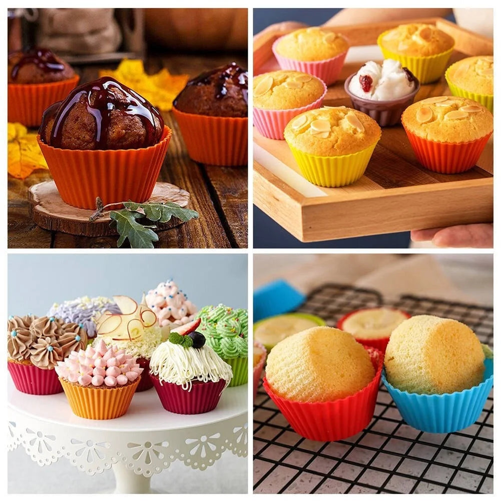 Reusable Silicone Cupcake Liners – 6 or 12 Pieces, Four Shapes