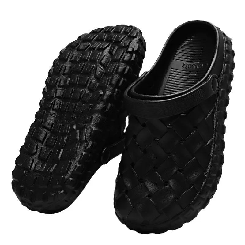 Men EVA Clogs Summer Woven Design Lightweight Soft Sole Non Slip Garden Shoes Breathable Slip On Casual Outdoor Beach Sandals