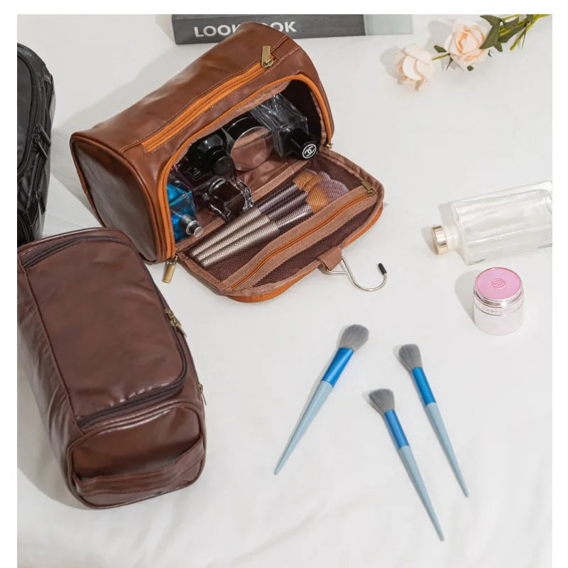 Faux Leather Travel Toiletry Bag
