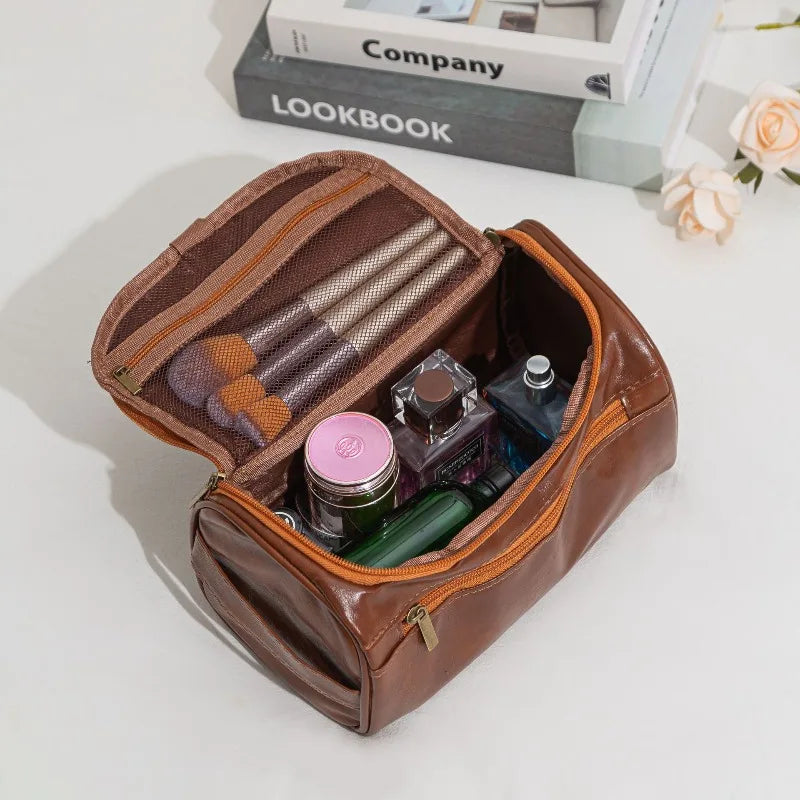Faux Leather Travel Toiletry Bag