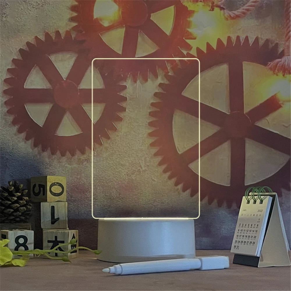 LED Acrylic Message Board – USB-Powered Warm White Light