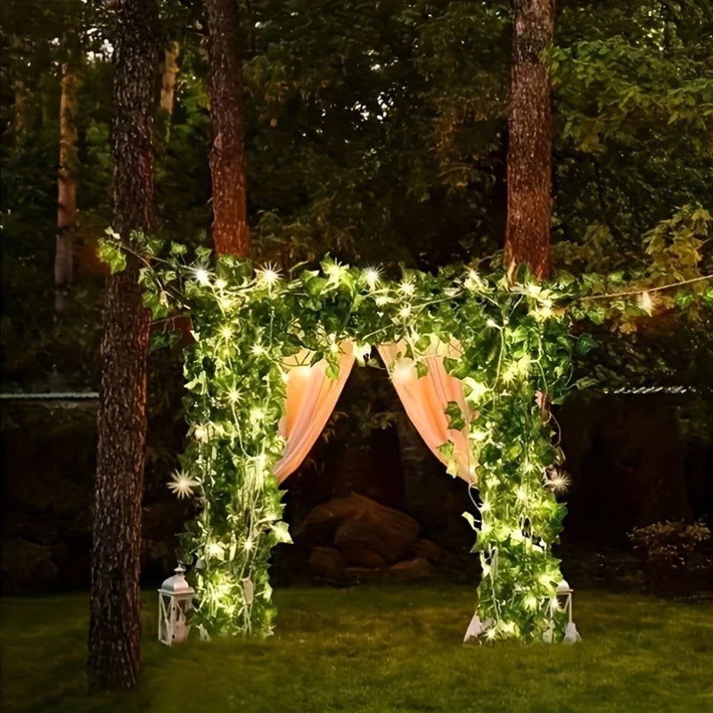 5M 50LED Rose Vine String Lights Solar Powered Artificial Flower Fairy Light for Garden Patio Bedroom Wedding Christmas Decor
