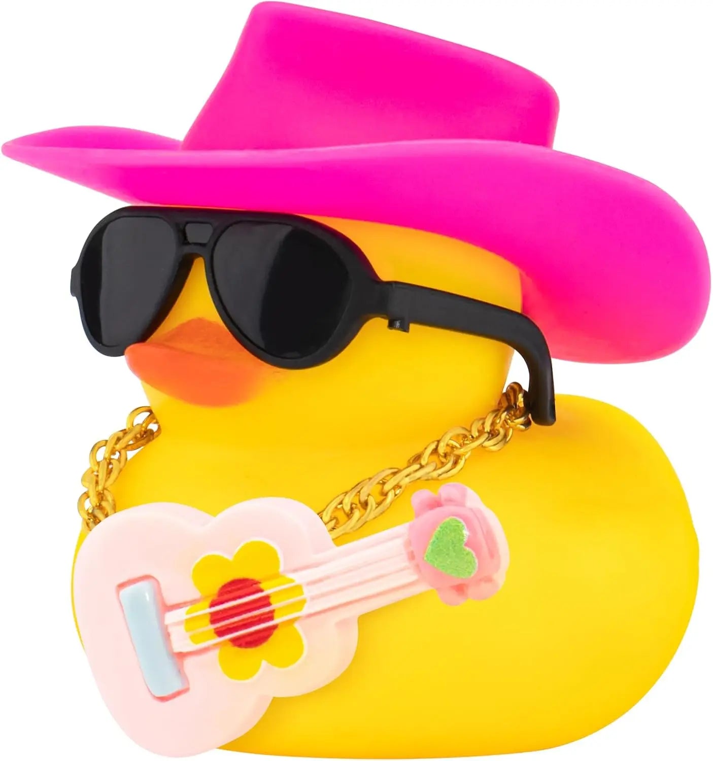Car Dashboard Rubber Ducks, Ducky Decorations for Gag Car Ornament Cute Duck with Cowboy Hat,