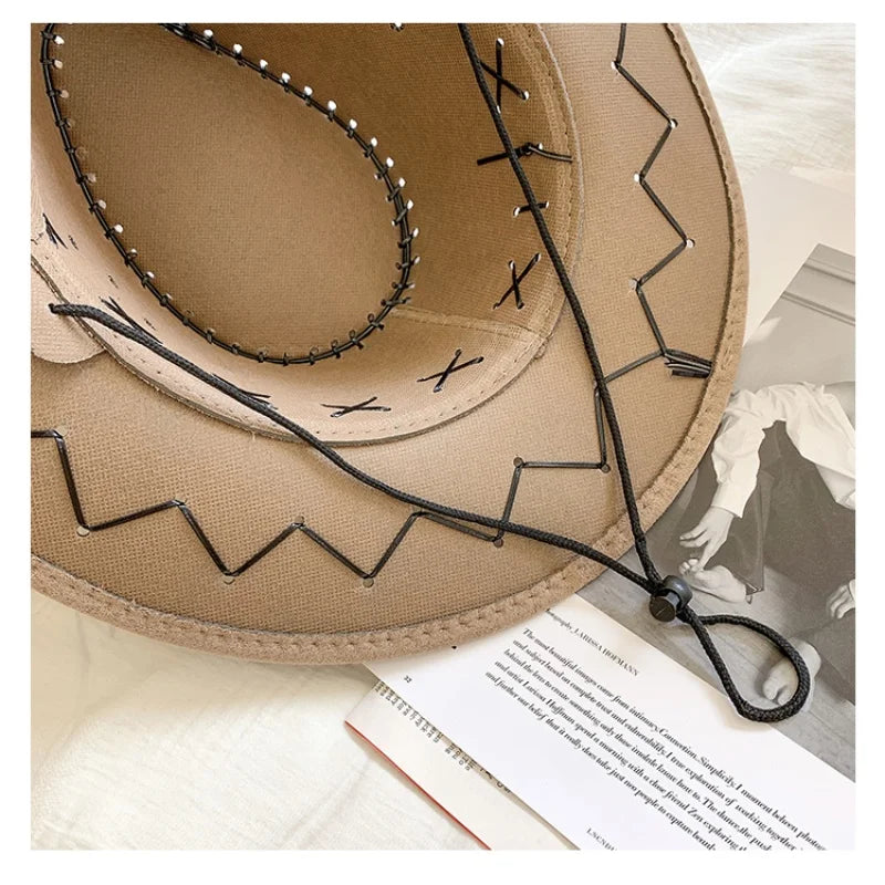 Western Cowboy Hat with Contrast Stitching