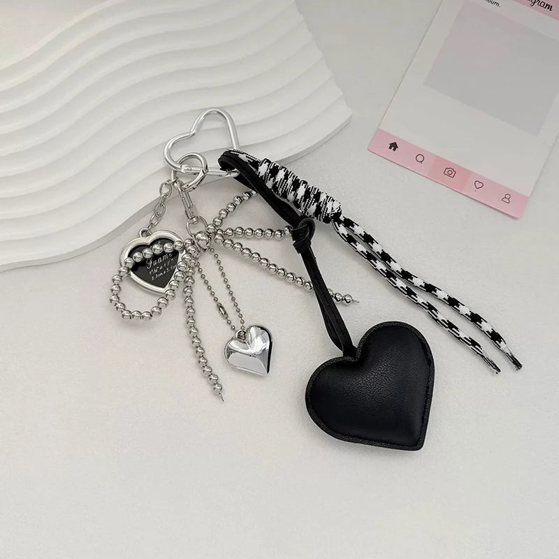 Bow & Heart Braided Bag Charm